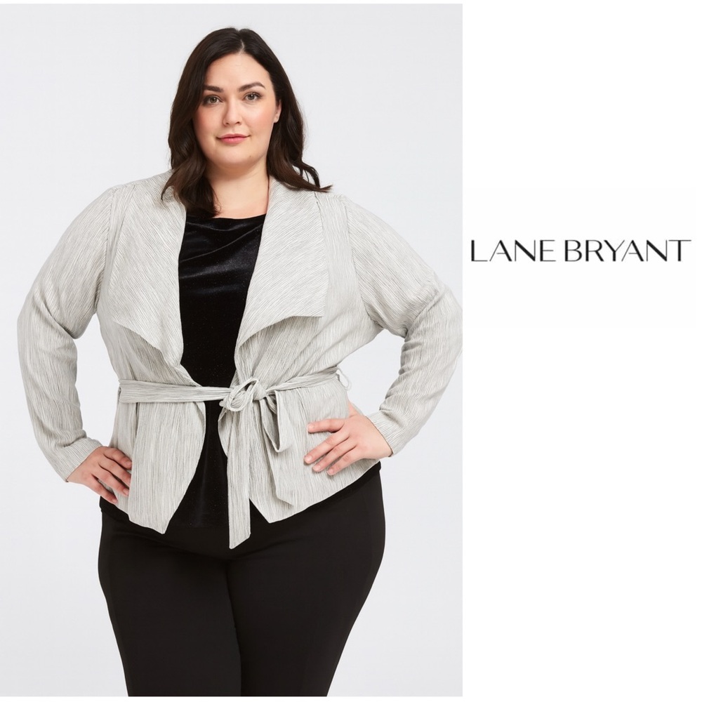 NEW Lane Bryant Elegant Women's Light Gray Belted Cardigan